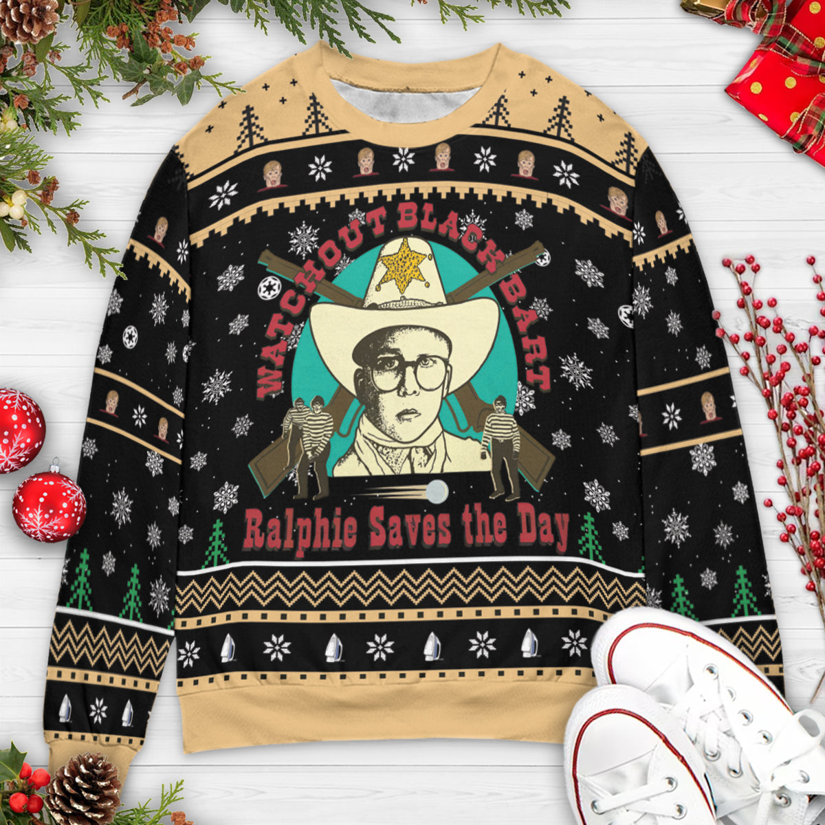 Ralphie Saves the Day Ugly Christmas Sweatshirt