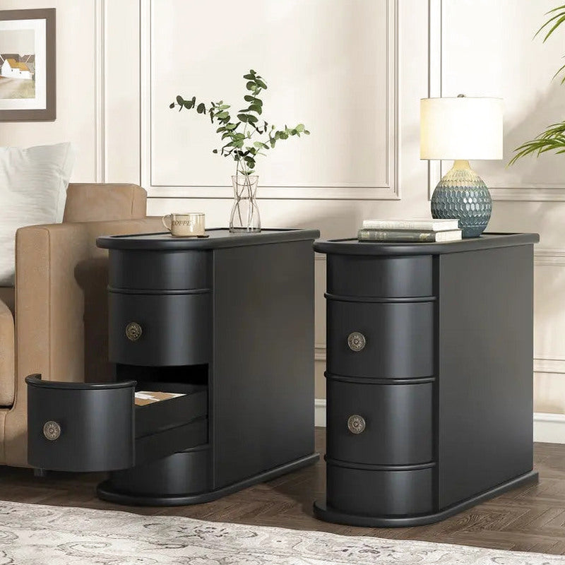Solid Wood Chairside End Table, Two Drawers, 23.62'D x 10.63'W x 23.62'H