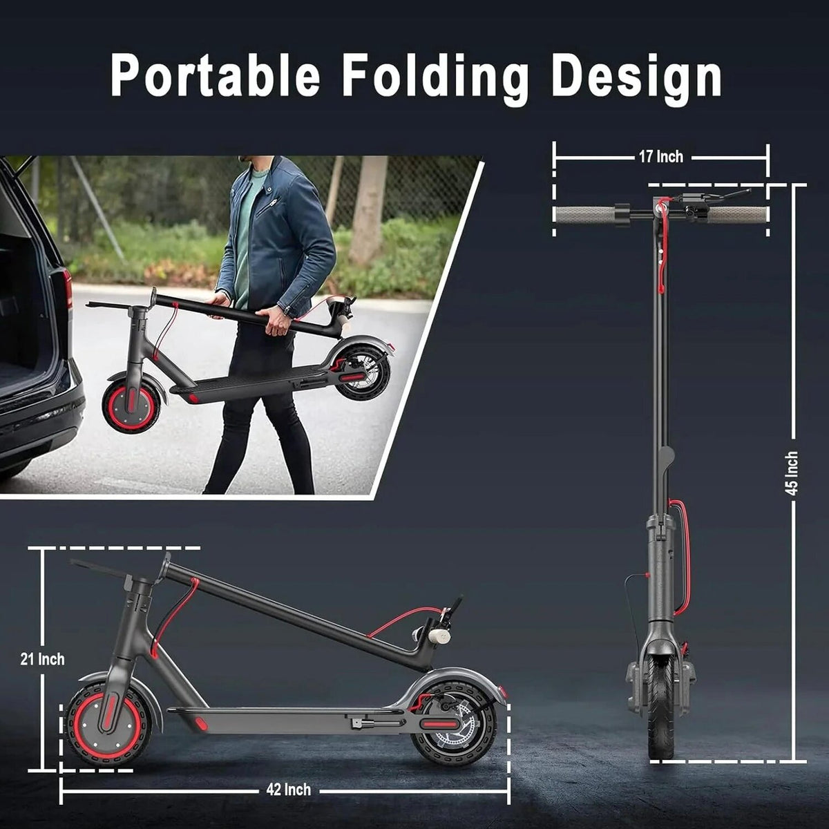 Roinside Electric Scooter, 8.5 in Solid Tires, 350W, 19 MPH, 21-23 Miles - UP12 Plus