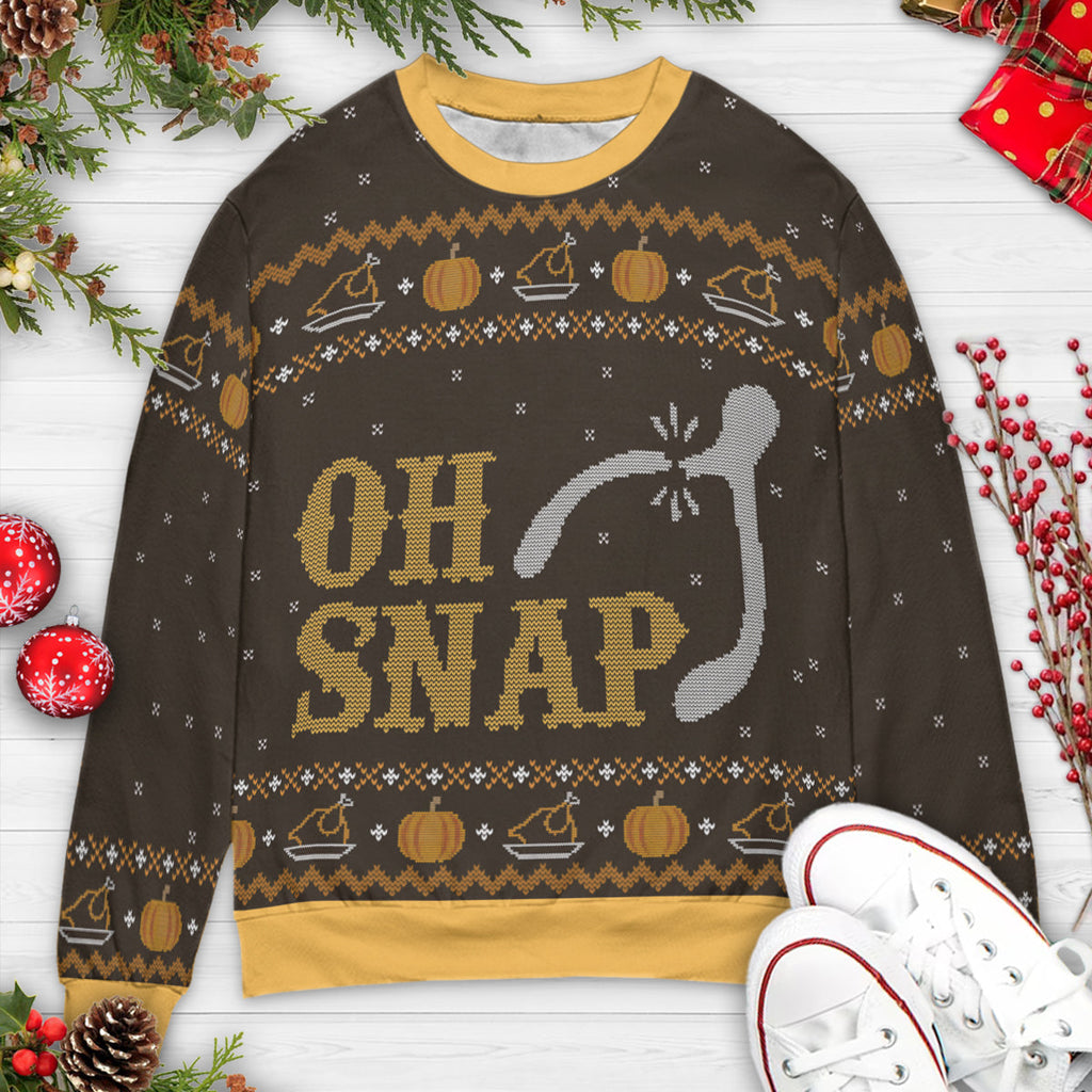 Oh Snap Wishbone Thanksgiving Ugly Christmas Sweatshirt