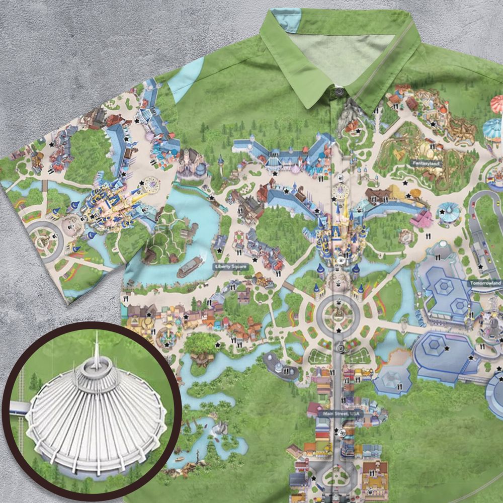 Magical Kingdom Park Map Button Down Shirt