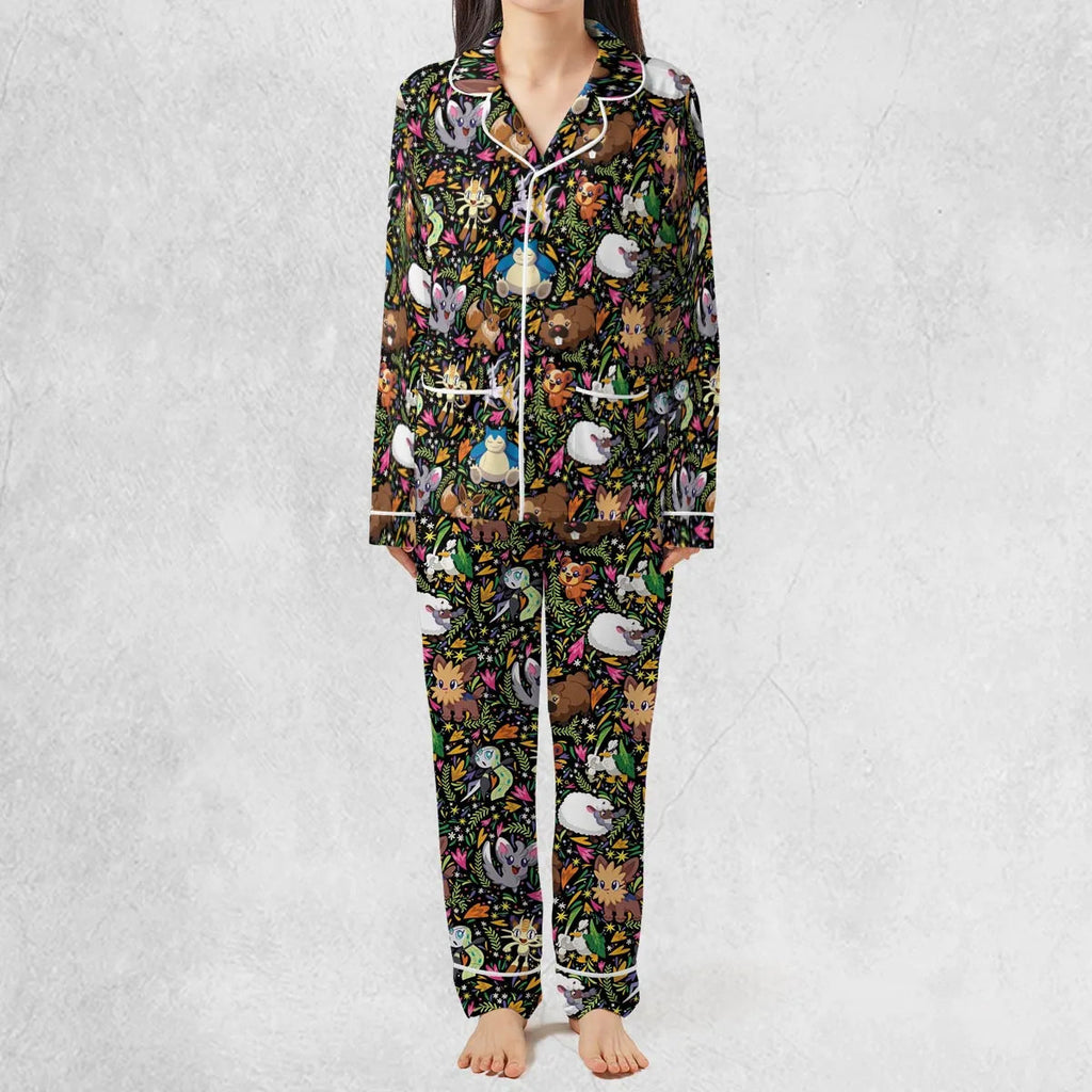 Floral Snorlax Bidoof Eevee Meloetta Pokemon Pajamas Set