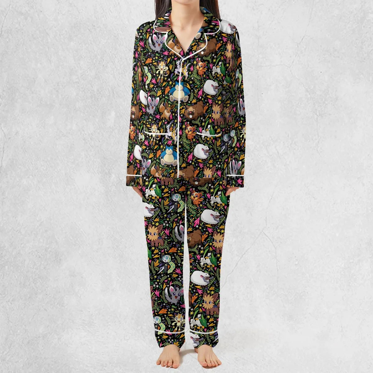 Floral Snorlax Bidoof Eevee Meloetta Pokemon Pajamas Set