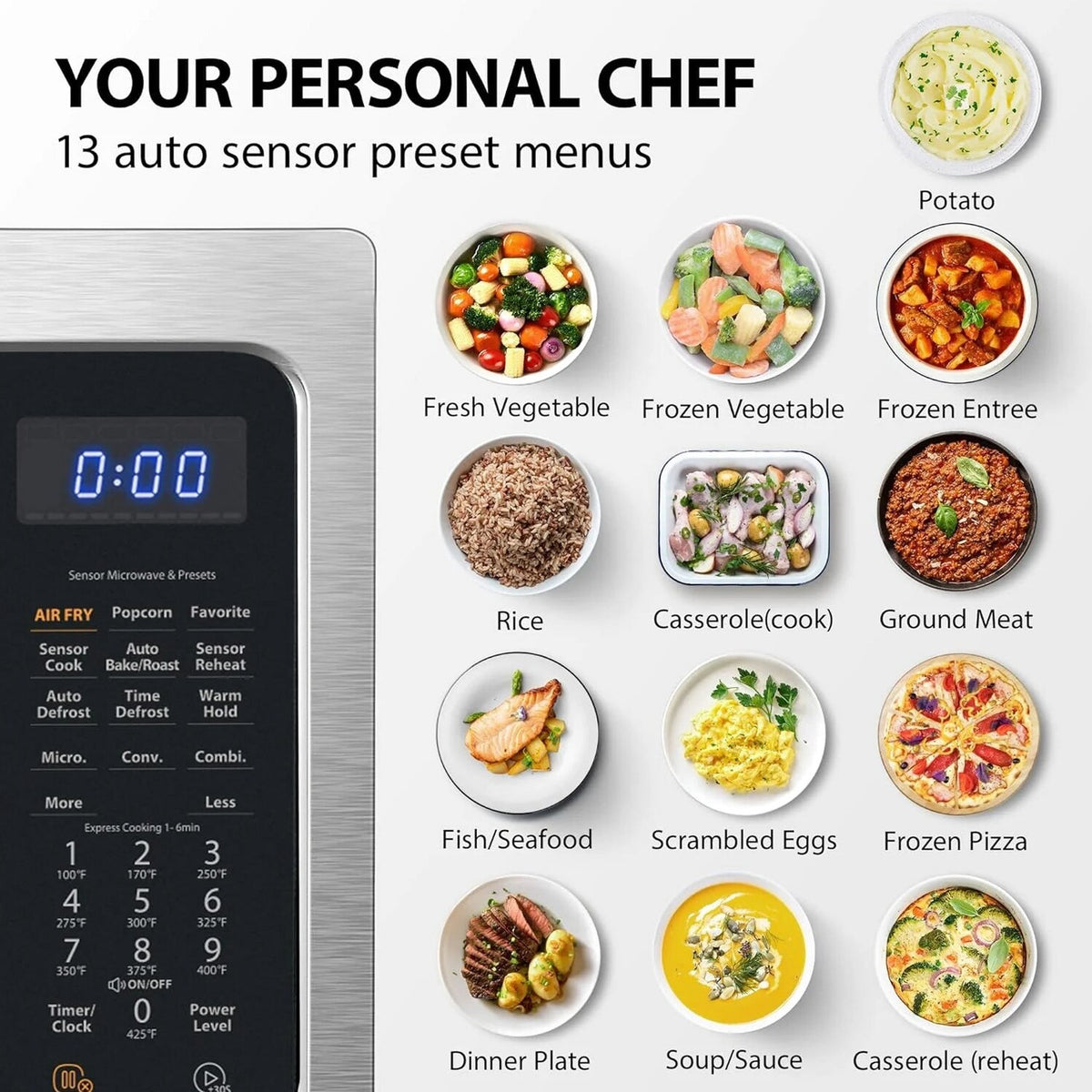 TOSHIBA 4-in-1 Countertop Microwave Oven, 1.5 Cu Ft, 1000W, Silver - ML-EC42P(SS)