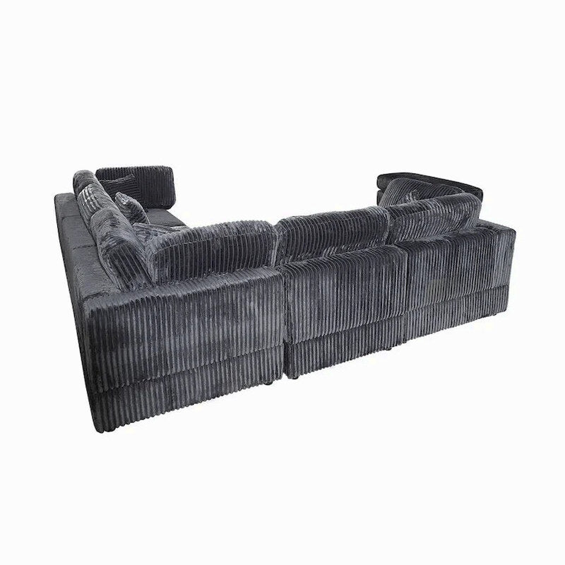 6-Piece Corduroy Upholstered L-Shaped Modular Sectional Sofa