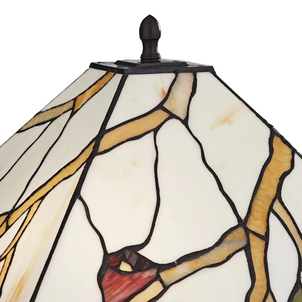 Robert Louis Tiffany Table Lamp 26 inch High Dark Bronze Cherry Blossom Stained Art Glass Shade