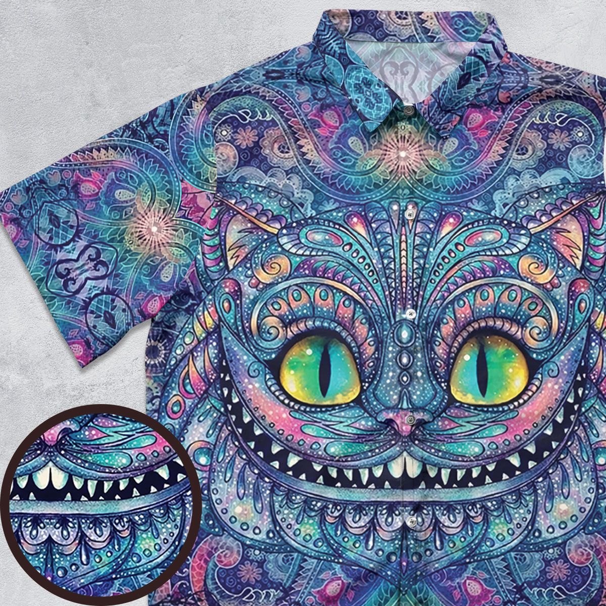 Cheshire Cat Alice In Wonderland Button Down Shirt