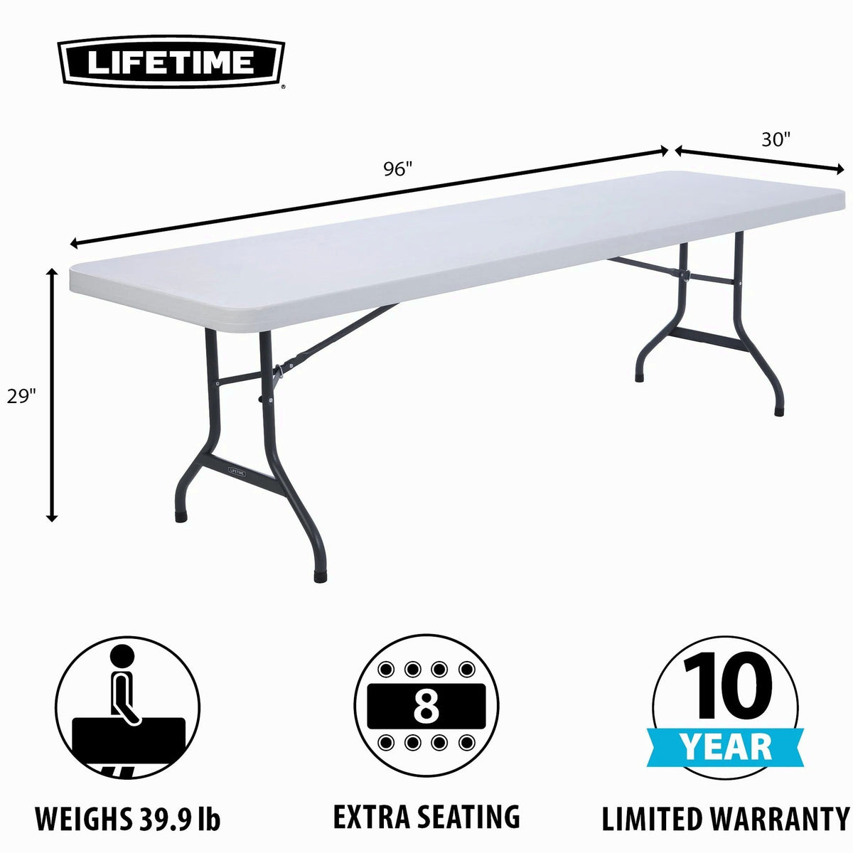 Lifetime 4 8-Foot Rectangle Folding Tables And 32 Chairs Set, White Granite - 80147