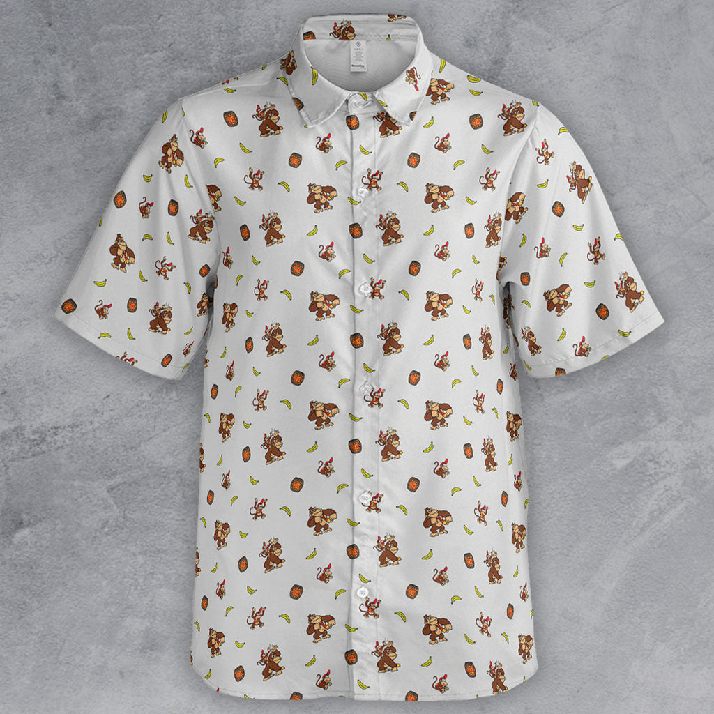 Nintendo Donkey Kong Characters Pattern Button Down Shirt