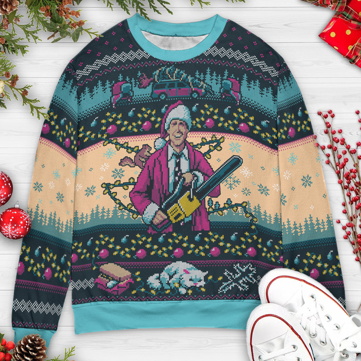 Hap, Hap, Happiest Sweater this Side of the Nuthouse National Lampoon's Vacation Ugly Christmas Sweatshirt