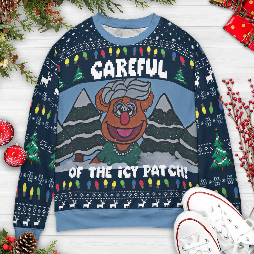 Careful Of The Icy Patch Ma Bear Ugly Christmas Sweatshirt