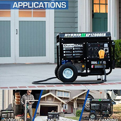 DuroMax Dual Fuel Generator 12,000W Gas/Propane, 457cc 4-Stroke Engine - XP12000EH
