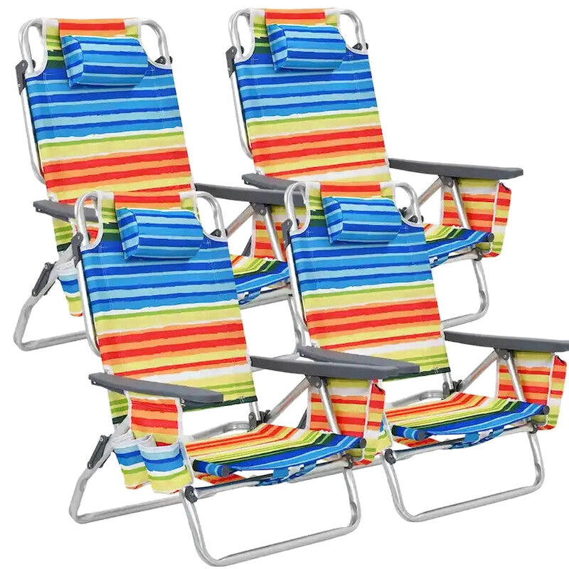CraftPorch 4-Pack Folding Beach Chairs With 5-Position Recline