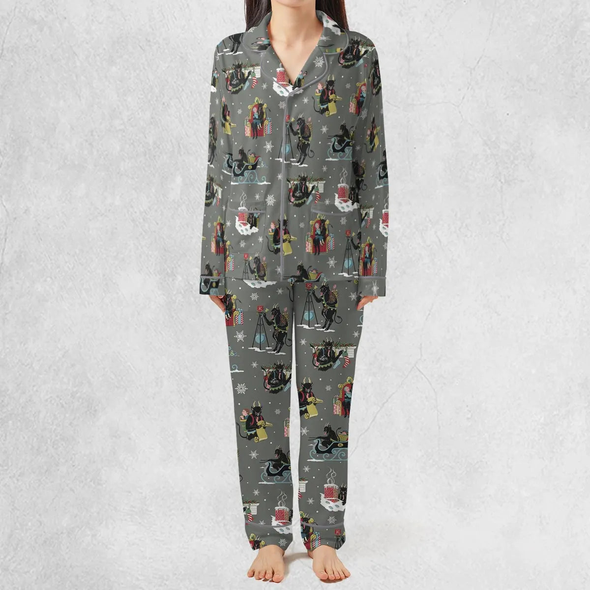 Unusual Christmas Krampus Pajamas Set