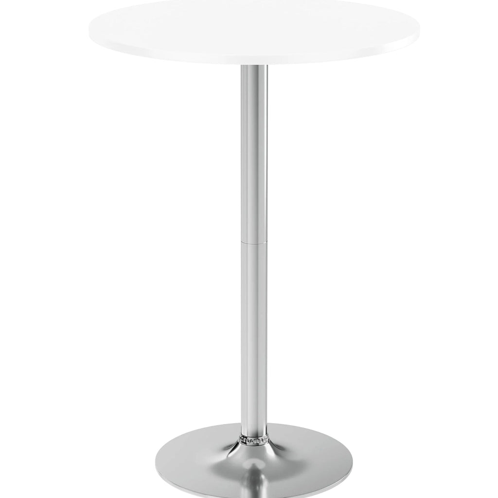 Round Bar-Height Bistro Pub Table With Metal Base And MDF Top, 23.8 x 23.8 x 39.5 Inch
