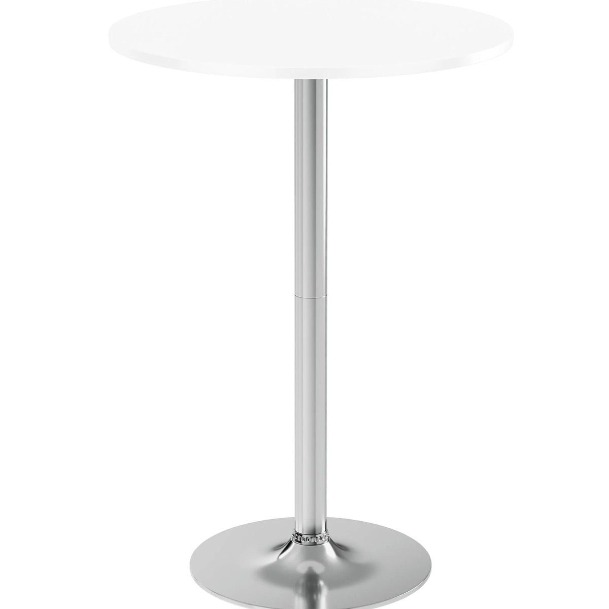 Round Bar-Height Bistro Pub Table With Metal Base And MDF Top, 23.8 x 23.8 x 39.5 Inch