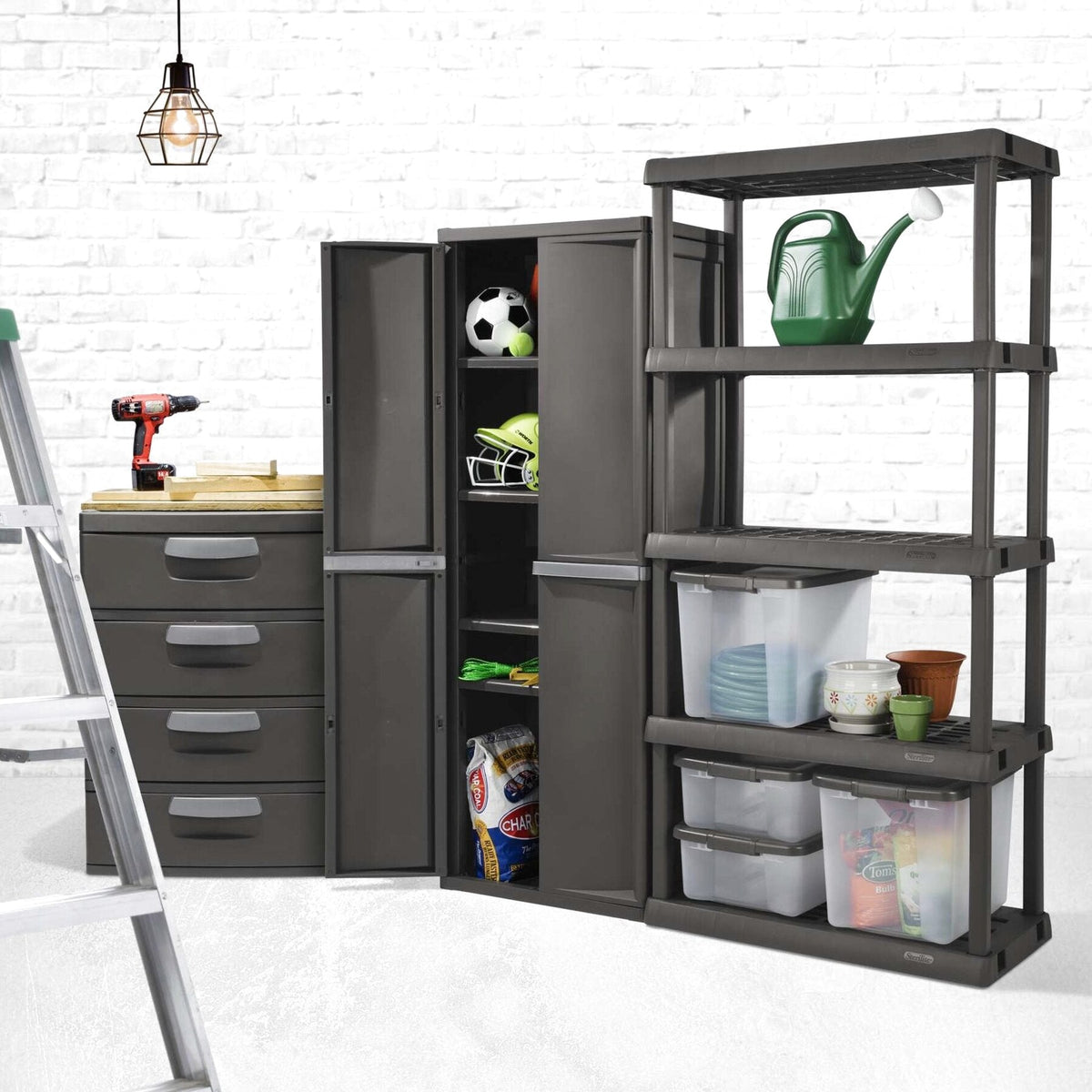Sterilite Heavy-Duty 4 Drawer Plastic Storage Unit, Flat Gray