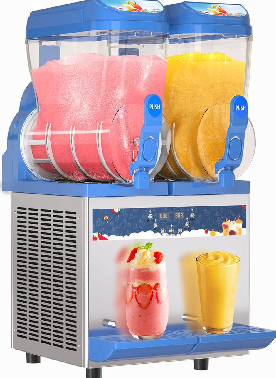 AnyDoor Commercial Slushy Machine, 30L, 1000W, Stainless Steel, Blue - 300-X