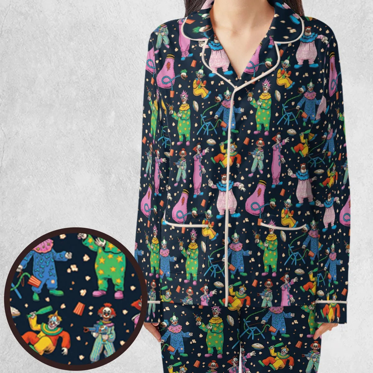 Clowns Popcorn Killer Klowns from Outer Space Pattern Pajamas Set