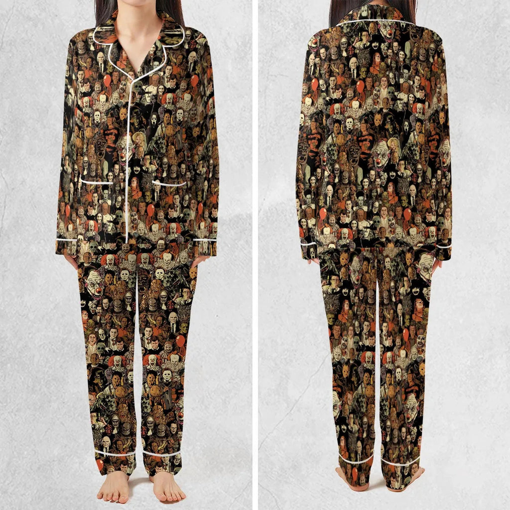 Horror Movie Characters Halloween Pattern Pajamas Set