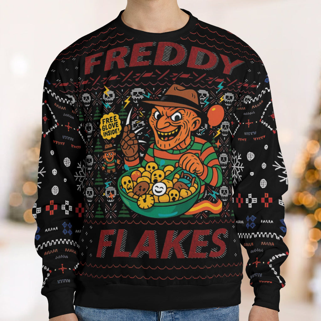 Freddy Flakes A Nightmare on Elm Street Ugly Christmas Sweatshirt
