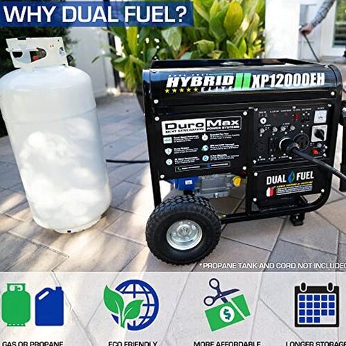 DuroMax Dual Fuel Generator 12,000W Gas/Propane, 457cc 4-Stroke Engine - XP12000EH