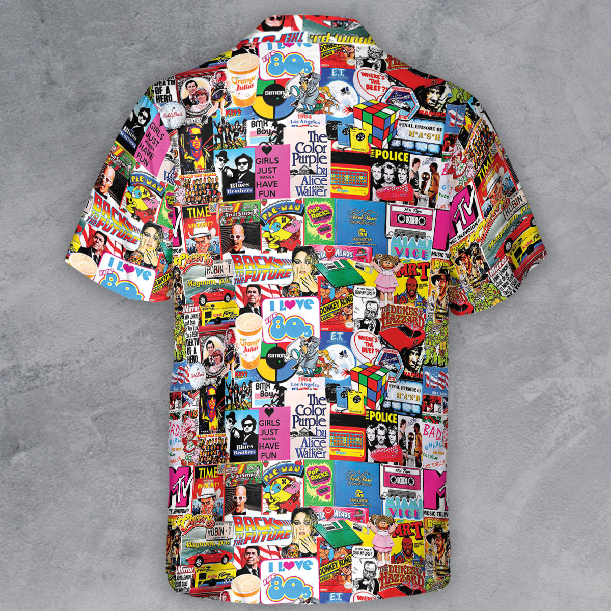 I heart 80s Collage Mr. T Back To the Future Pac-man Button Down Shirt