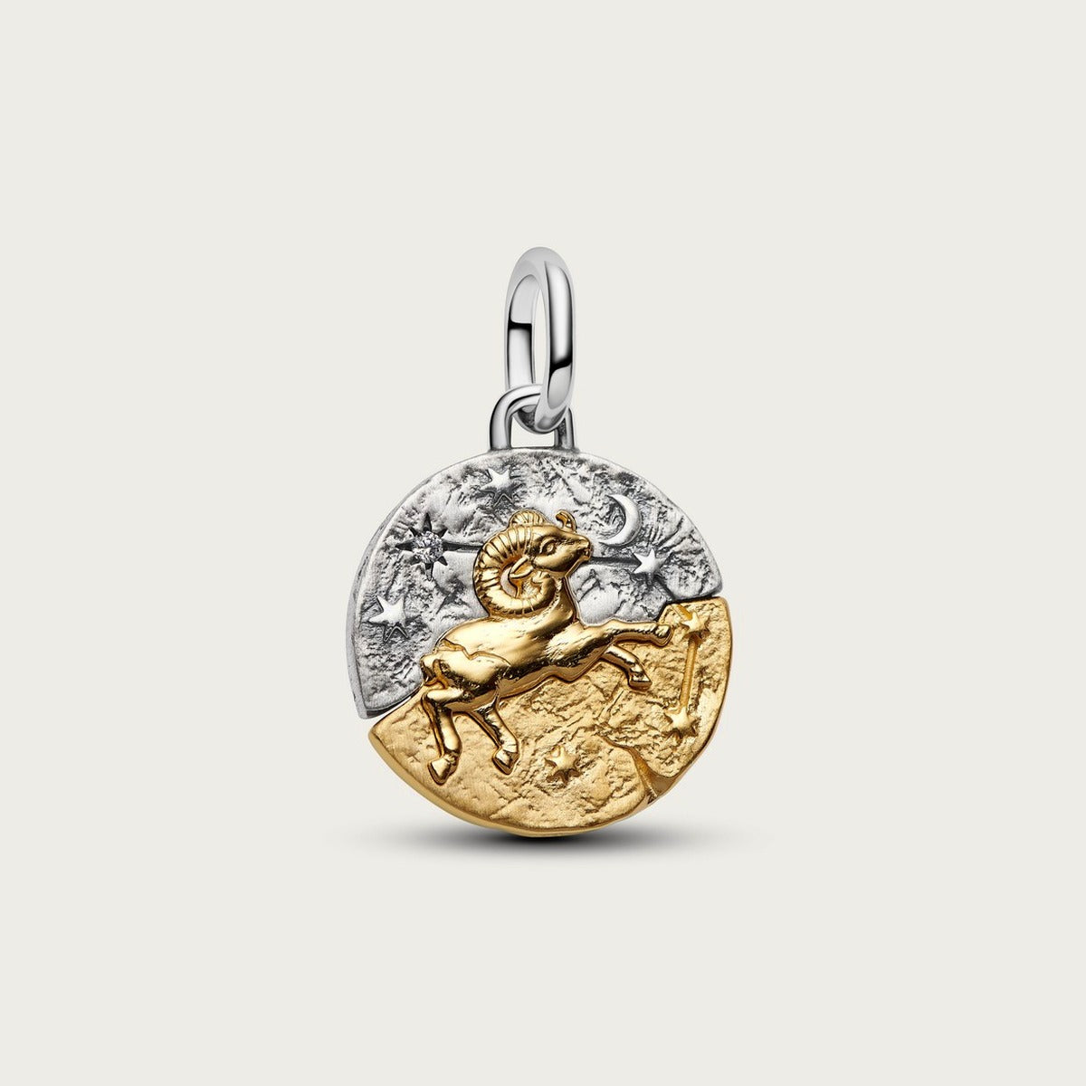 Aries Zodiac Medallion Charm - Gold