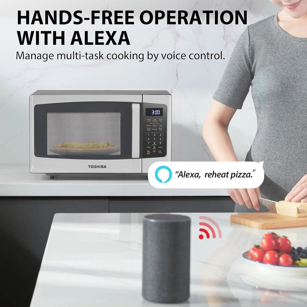 TOSHIBA 4-in-1 Countertop Microwave Oven, 1.5 Cu Ft, 1000W, Silver - ML-EC42P(SS)