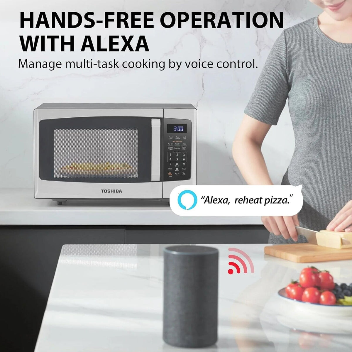 TOSHIBA 4-in-1 Countertop Microwave Oven, 1.5 Cu Ft, 1000W, Silver - ML-EC42P(SS)