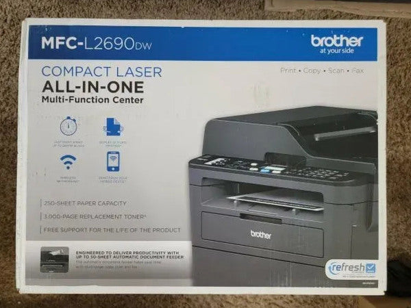 Brother Monochrome Laser All-In-One Printer, Wireless, Duplex - MFC-L2690DW