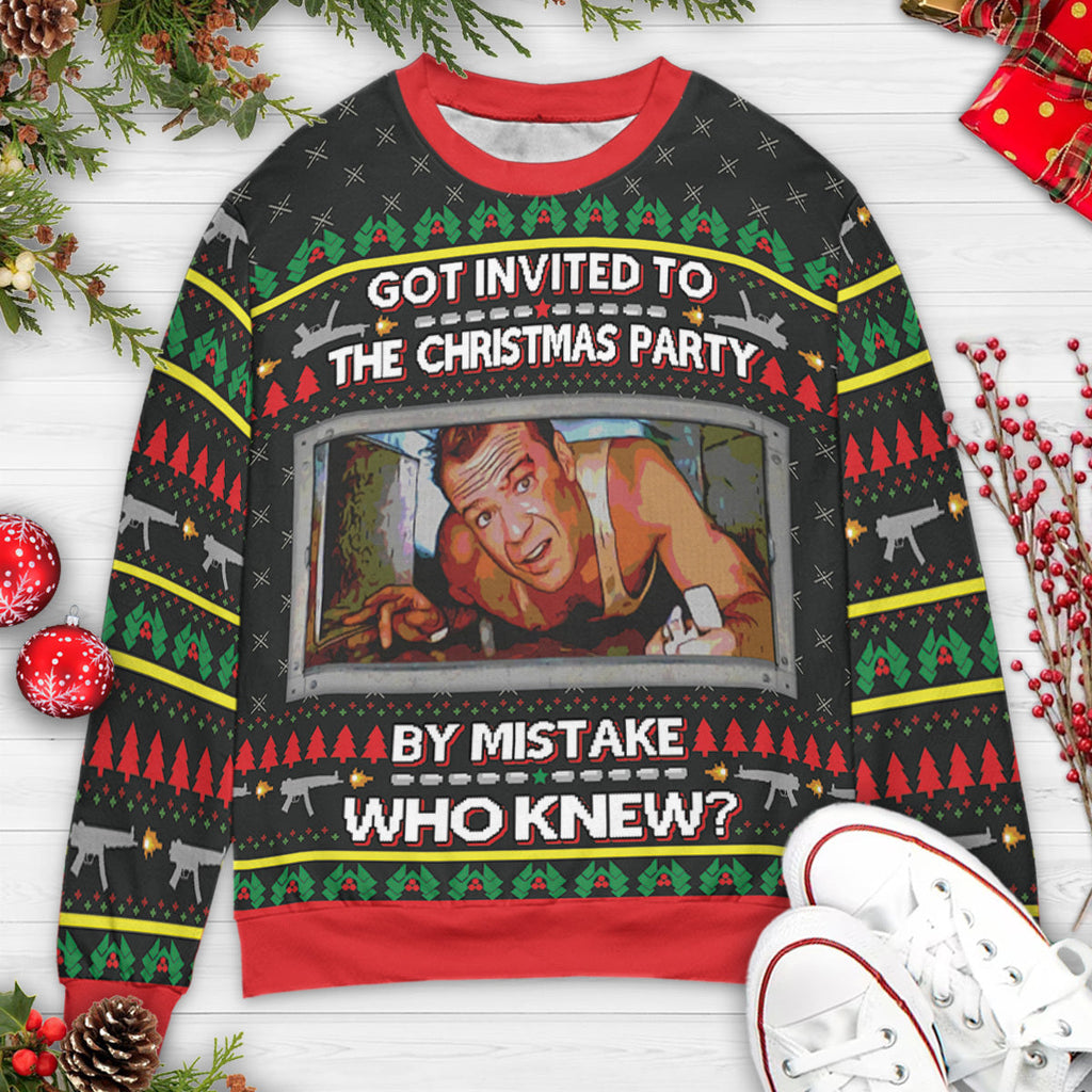 Invited To The Christmas Party Die Hard Ugly Christmas Sweatshirt