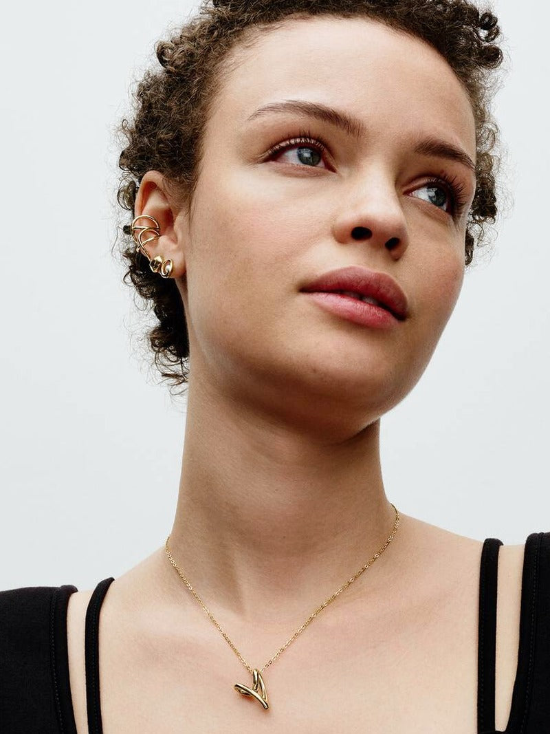 Gold-Plated Organic Heart Pendant Necklace