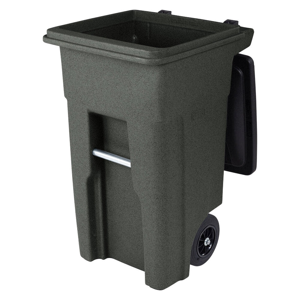 Toter 32 Gallon Greenstone Trash Can With Quiet Wheels And Attached Lid, 24.25 in D x 19.75 in W x 37.5 in H - ANA32-55410