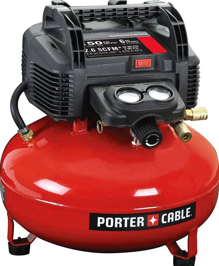 6 Gallon Oil-Free Pancake Air Compressor, 150 PSI, 2.6 SCFM at 90 PSI