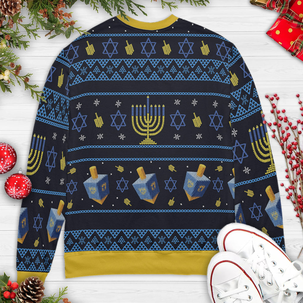 Nostalgic 80s Eight Crazy Nights Hanukkah Ugly Christmas Sweatshirt