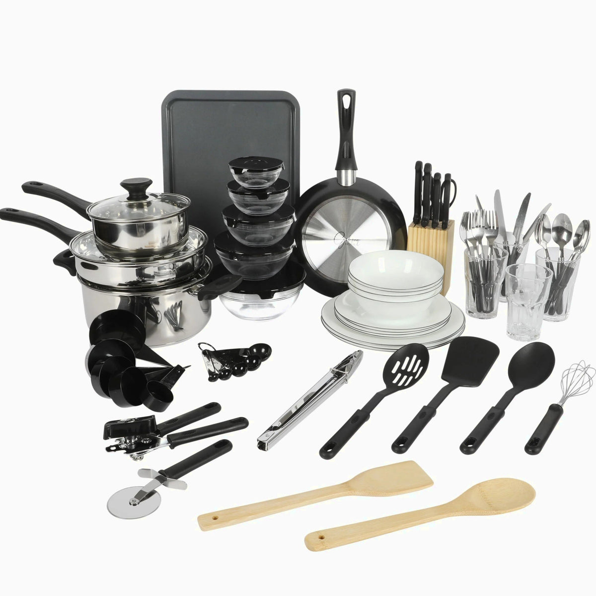 Gibson Home 71-Piece Stainless Steel Silver Cookware Combo Set