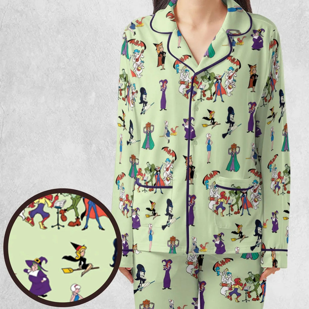 Witches Cartoon Characters Pajamas Set