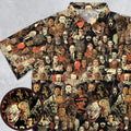 Horror Movie Characters Halloween Pattern Button Down Shirt