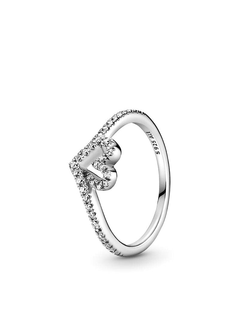 Sterling Silver Wishbone and Heart Ring Set