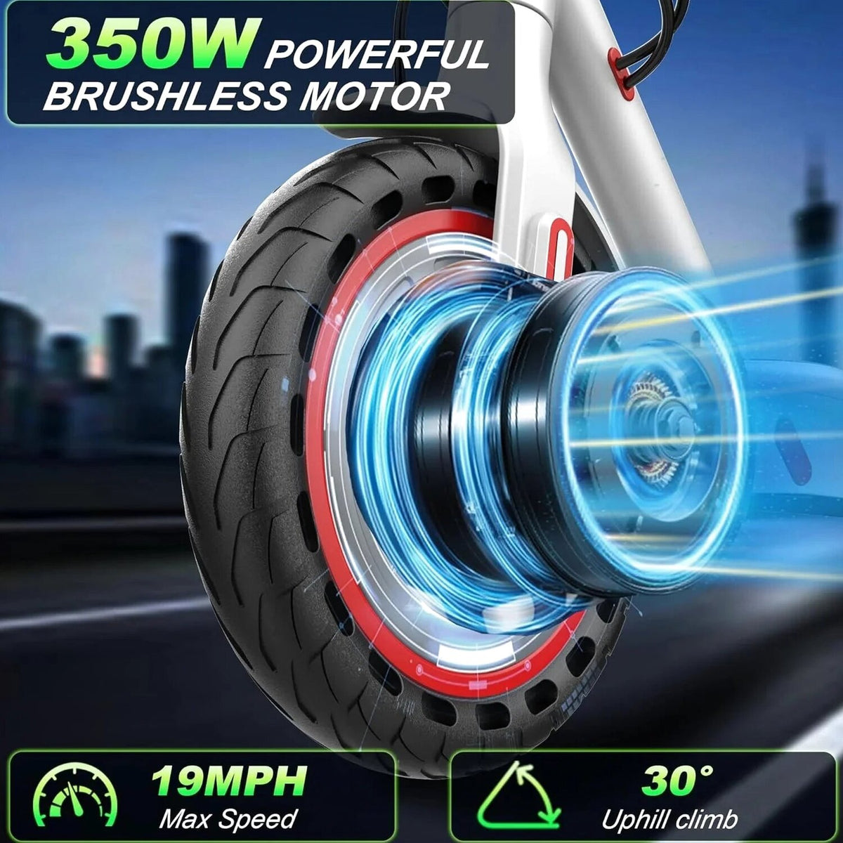 Roinside Electric Scooter, 8.5 in Solid Tires, 350W, 19 MPH, 21-23 Miles - UP12 Plus