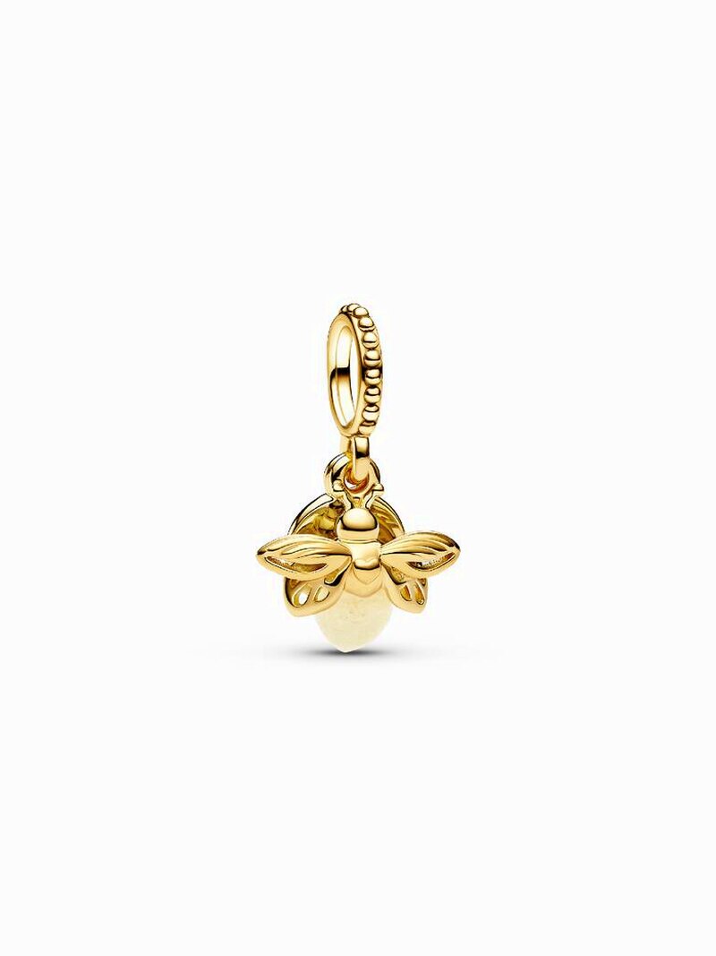 Glow Glass Insect Dangle Charm - Gold