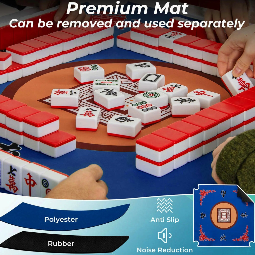 Costway Folding Mahjong Table With Cup Holders, Felt Mat And Carrying Handle - 35in x 35in x 29in