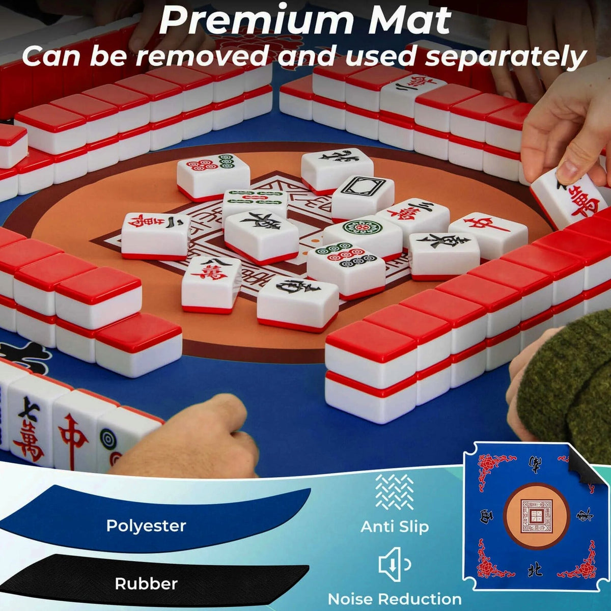 Costway Folding Mahjong Table With Cup Holders, Felt Mat And Carrying Handle - 35in x 35in x 29in