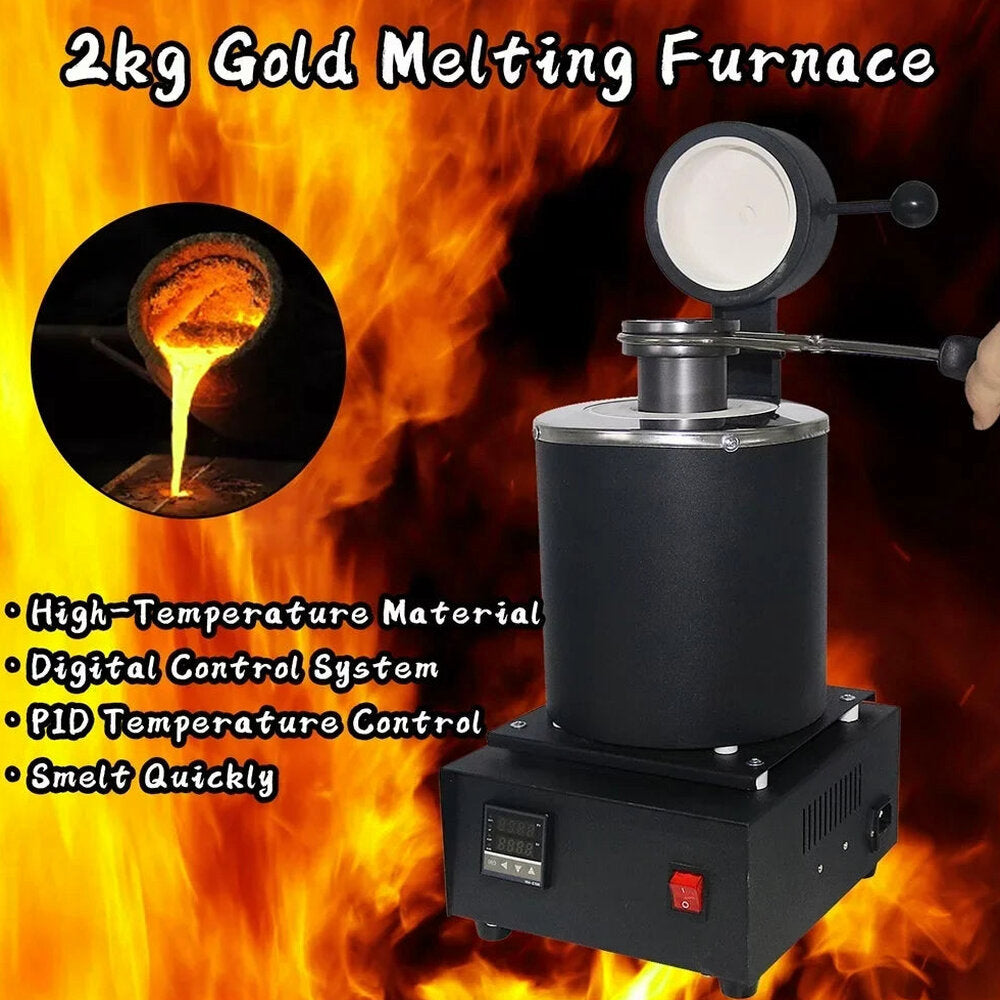 SHANGNIULU Digital Gold Melting Furnace, 2KG, 1400W, 110V With Graphite Crucible