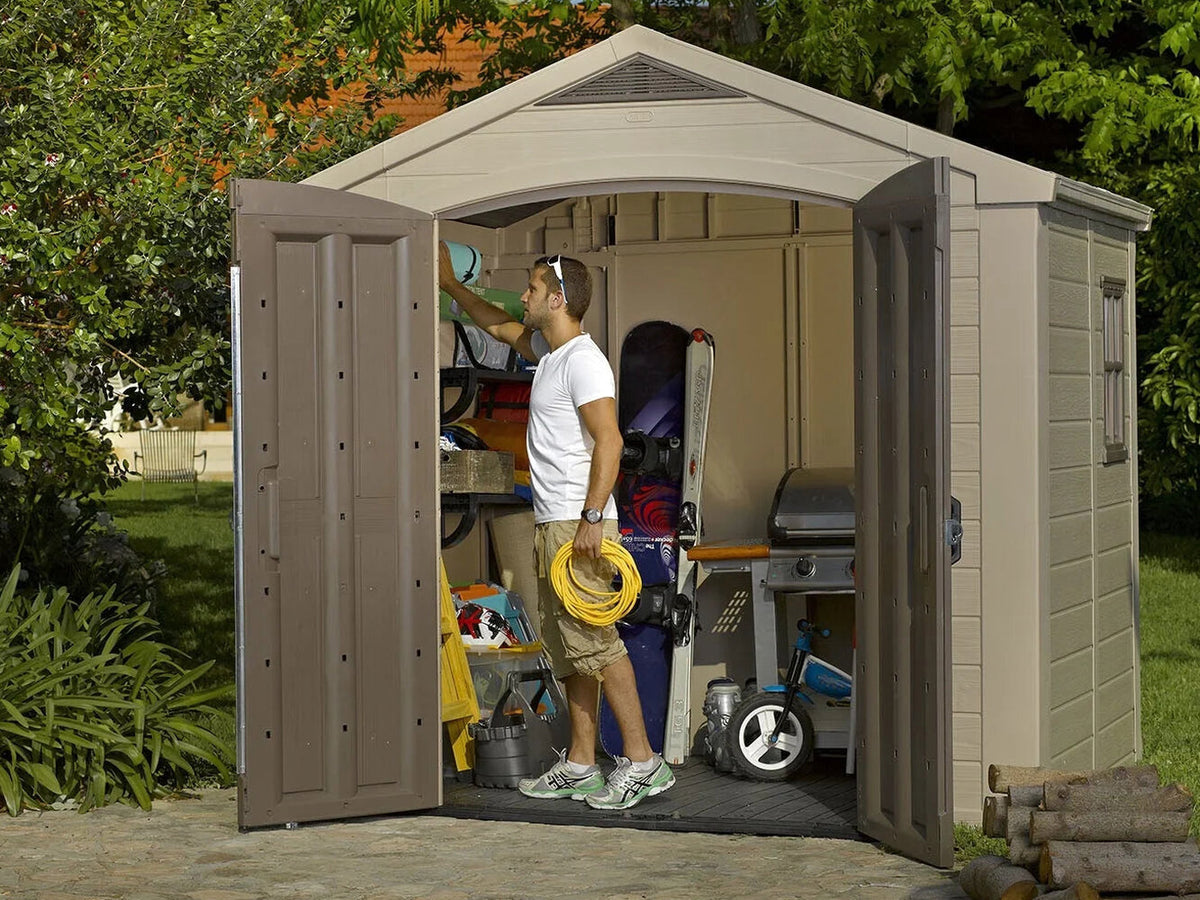 Keter Resin Outdoor Storage Shed, Taupe, 8 x 11 Foot - Factor