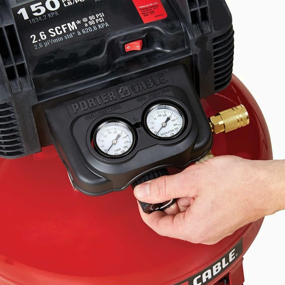 6 Gallon Oil-Free Pancake Air Compressor, 150 PSI, 2.6 SCFM at 90 PSI