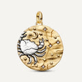 Oversized Cancer Zodiac Medallion Charm - Gold