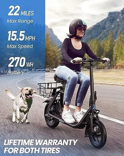 URBANMAX Electric Scooter With Seat, 450W Motor, 22 Miles Range, Black - C1