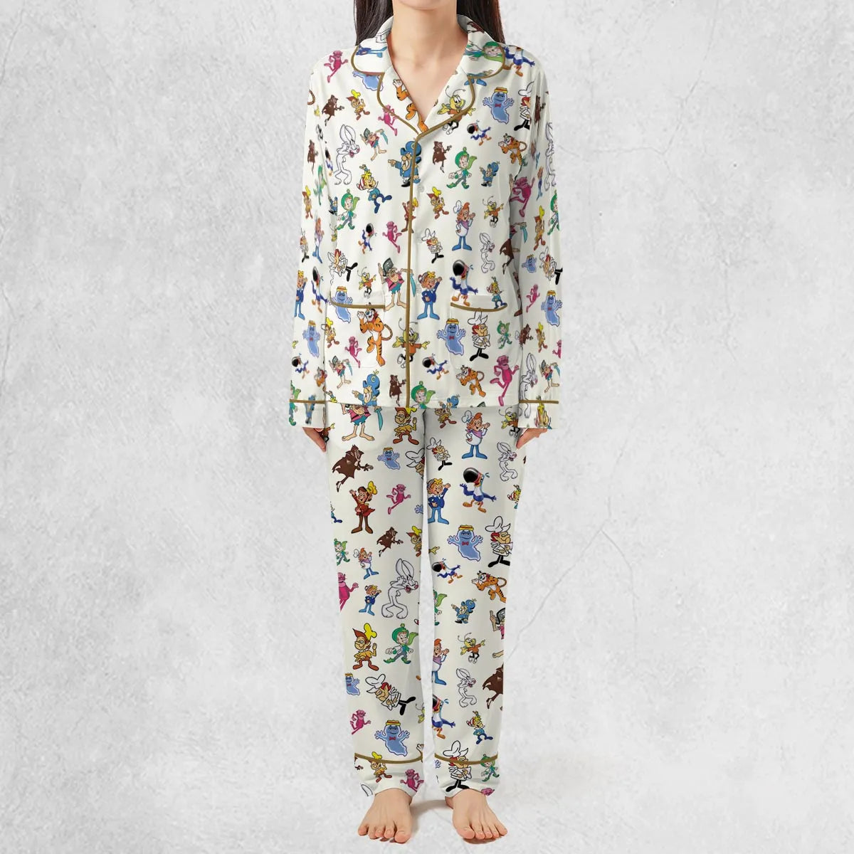 80s 90s Commercial Mascot Cereal Pajamas Set